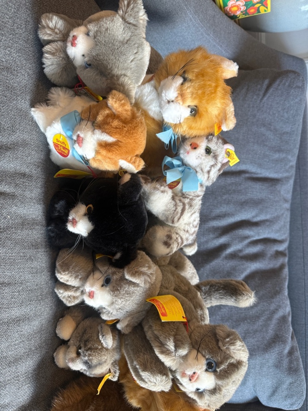 Steiff Lot of Assorted Plush Kittens Tapsy, Snuffy, Sissi, Kuschel